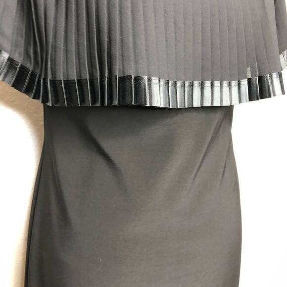 Frank Lyman Design black pleated shoulder overlay sheath dress size 6 - Picture 3 of 13